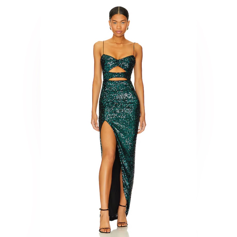 Nookie Green Sequin Backless Dress